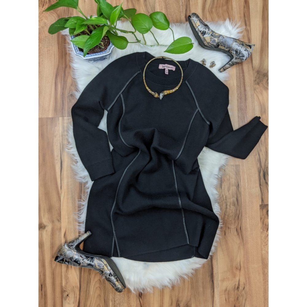 Juicy Couture Merino Dress with Lamb Leather Trim